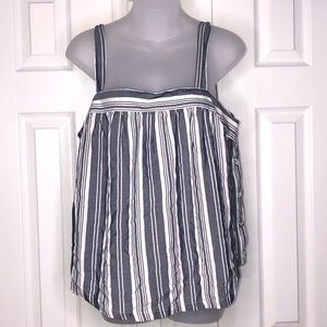 Charcoal & White Striped Top.